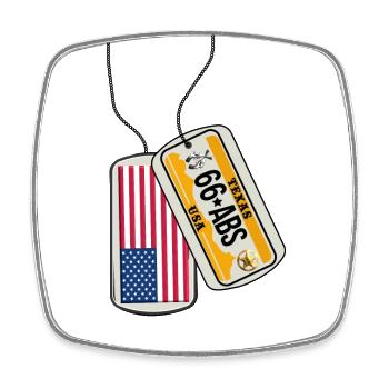 Erkennungsmarke TEXAS Flagge USA - Viereckiger Kühlschrankmagnet - Weiß - Vorne