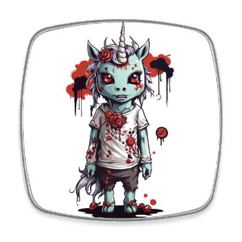 Zombie Einhorn Halloween Horror Design - Viereckiger Kühlschrankmagnet - Weiß - Vorne
