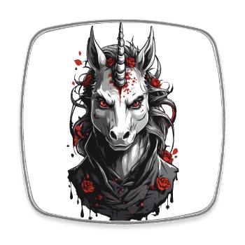 Vampire Unicorn Dark Halloween Mysticism Design - Square fridge magnet - white - Front