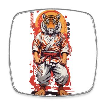 Kampfsport Tiger Kanji Karate Judo Jiujitsu - Viereckiger Kühlschrankmagnet - Weiß - Vorne