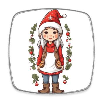Noël nordique Gnome elfe Mama Gnome Design - Magnet carré - blanc - Devant