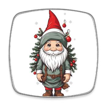 Winter Gnome and Christmas Tree Christmas Design - Square fridge magnet - white - Front