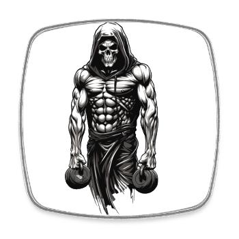 Powerful Bodybuilder Skeleton Training Design - Square fridge magnet - white - Front
