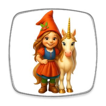Super süße Zwergin mit Einhorn - Viereckiger Kühlschrankmagnet - Weiß - Vorne