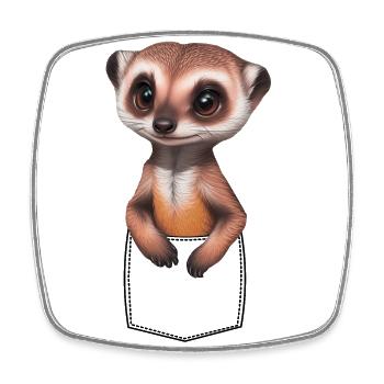 Cute meerkat meerkat in breast pocket pocket - Square fridge magnet - white - Front