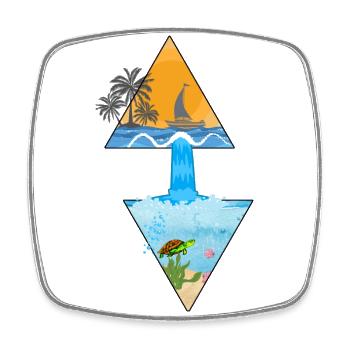 Sommermotiv mit Wasserfall und Palme in Dreiecken - Viereckiger Kühlschrankmagnet - Weiß - Vorne