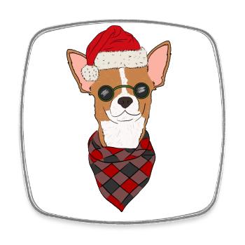 Chihuahua Christmas Sweater Red White Short Hair - Square fridge magnet - white - Front