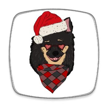 Chi Chihuahua Chapeau de Noël Noir Tan Couleurs - Magnet carré - blanc - Devant