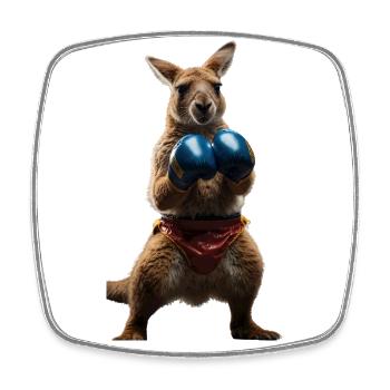 Boxing Kangaroo - Square fridge magnet - white - Front