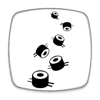 Sushi icon Silhouette - Viereckiger Kühlschrankmagnet - Weiß - Vorne