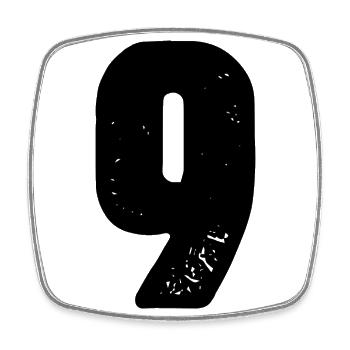 9 number jersey - Square fridge magnet - white - Front