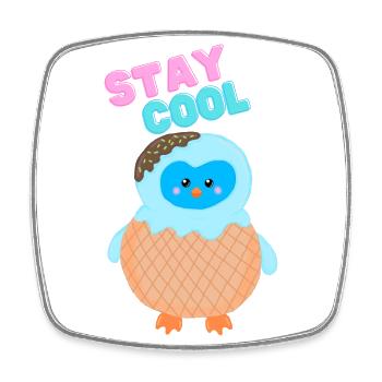 Stay cool Ice Cream Pingu - Square fridge magnet - white - Front