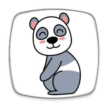 Panda Comic Tier - Viereckiger Kühlschrankmagnet - Weiß - Vorne