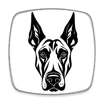 Doberman Hund Kopf - Viereckiger Kühlschrankmagnet - Weiß - Vorne