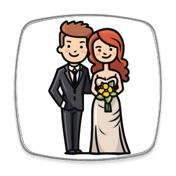 Wedding Bride Groom Newlyweds - Square fridge magnet - white - Front