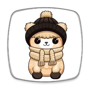 Alpaca Animal Baby Comic - Square fridge magnet - white - Front