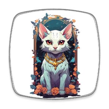 Cute Goth Cat Aesthetic Design - Square fridge magnet - white - Front