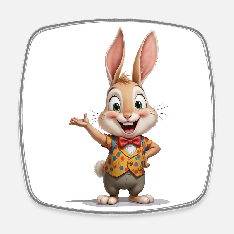 Happy rabbit - Square fridge magnet - white
