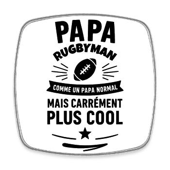 Papa rugbyman – plus cool qu’un papa normal - Magnet carré - blanc - Devant