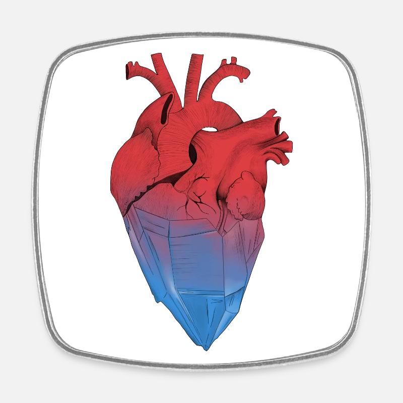 Crystallized heart - Square fridge magnet - white
