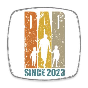 DAD SINCE 2023 PAPA 2 KINDER - Viereckiger Kühlschrankmagnet - Weiß - Vorne