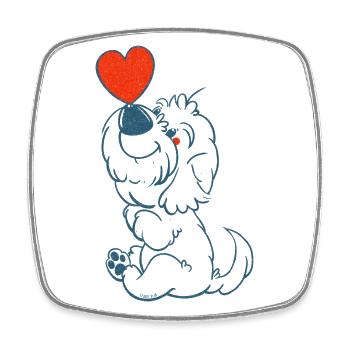 cockapoo Thor avec le cœur en dessin au trait bleu - Magnet carré - blanc - Devant