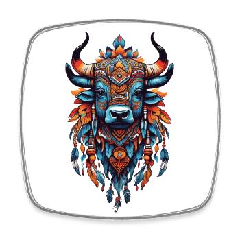 Vache spirituelle Mysticisme indien & méditation - Magnet carré - blanc - Devant