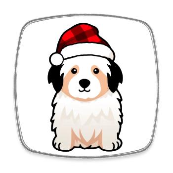 Chien avec bonnet de Père Noël - Magnet carré - blanc - Devant