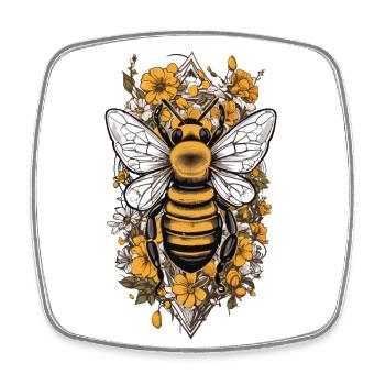Esthétique des abeilles et des fleurs pour les amateurs de nature et d’apiculture - Magnet carré - blanc - Devant