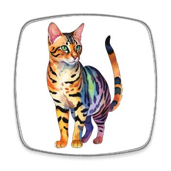 Bengalkatze Wasserfarben - Viereckiger Kühlschrankmagnet - Weiß - Vorne