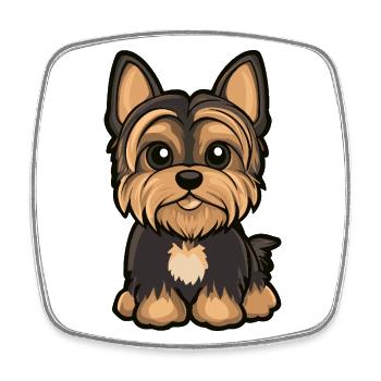 Yorkshire Terrier Hund Niedlich - Viereckiger Kühlschrankmagnet - Weiß - Vorne