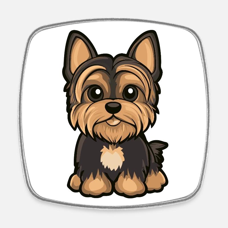 Yorkshire Terrier Chien Mignon - Magnet carré - blanc