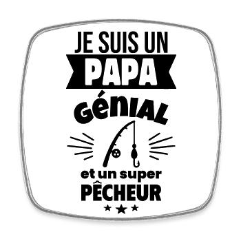 Je suis un papa génial et un super pêcheur - Magnet carré - blanc - Devant