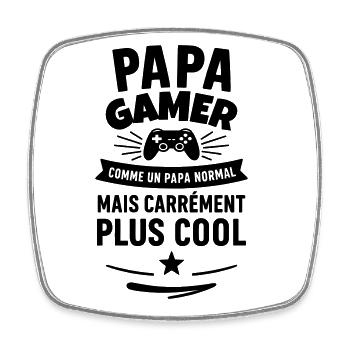 Papa gamer – plus cool qu’un papa normal - Magnet carré - blanc - Devant