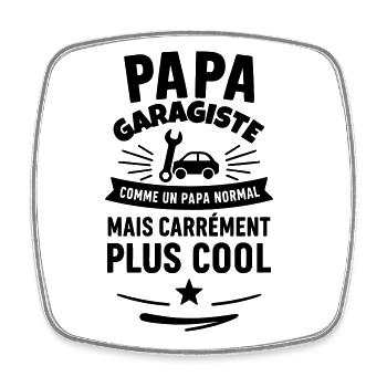 Papa garagiste Idée cadeau fête des pères - Magnet carré - blanc - Devant