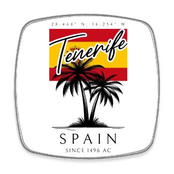 Tenerife palmiers drapeau voyage souvenir - Magnet carré - blanc - Devant