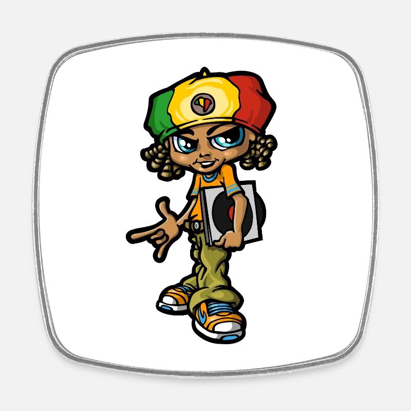 bboy reggae - Square fridge magnet - white