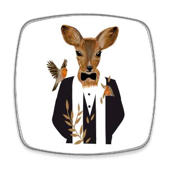 Un cerf dans un smoking noir - Magnet carré - blanc - Devant