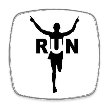 Run, course à pied, jogging , marathon - Magnet carré - blanc - Devant