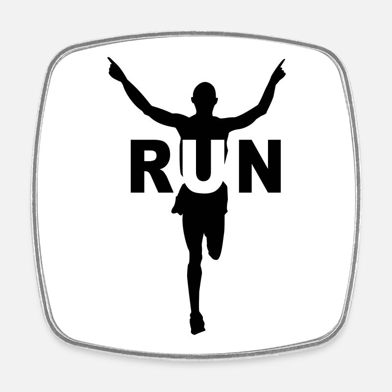 Run, course à pied, jogging , marathon - Magnet carré - blanc