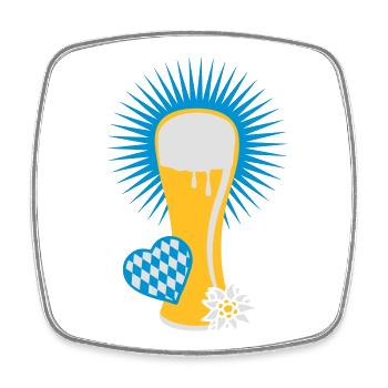 gefülltes Bierglas mit Bayern Herz und Edelweiß - Viereckiger Kühlschrankmagnet - Weiß - Vorne
