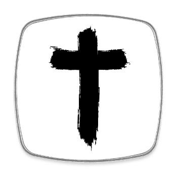Kreuz Design im Graffiti-Style - Viereckiger Kühlschrankmagnet - Weiß - Vorne