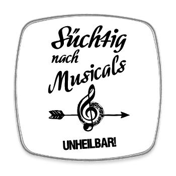 Süchtig nach Musicals Geschenk - Viereckiger Kühlschrankmagnet - Weiß - Vorne