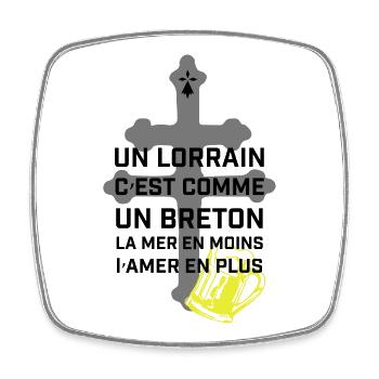 Croix lorraine et chope jaune - Magnet carré - blanc - Devant