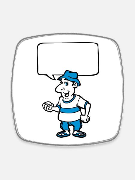Bowls and bubble - Square fridge magnet - white