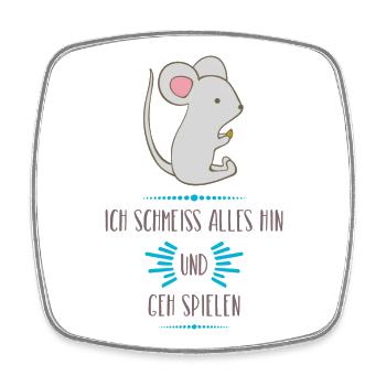 Maus Spielzeit Cartoon - Viereckiger Kühlschrankmagnet - Weiß - Vorne