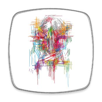 Scifi architecture head - Square fridge magnet - white - Front