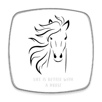La vie est meilleure avec un rêve d’équitation de fille à cheval - Magnet carré - blanc - Devant