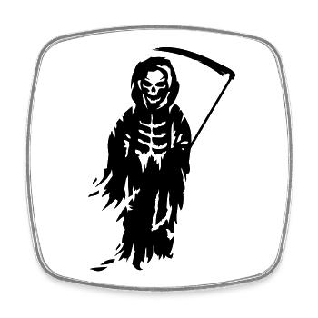Ein Sensenmann -Der Tod mit einer Sense - Viereckiger Kühlschrankmagnet - Weiß - Vorne