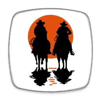 Cowboys Sonnenuntergang - Viereckiger Kühlschrankmagnet - Weiß - Vorne